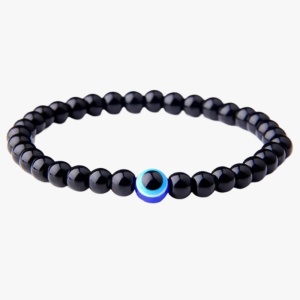 Men's Black Natural Stone Bead Bracelet – Turkish Evil Eye