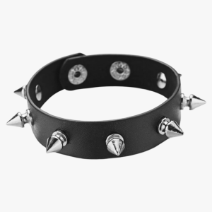 Men's Studded Black Leather Cuff Bracelet