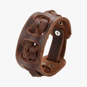 Men's Large Brown Leather Cuff Bracelet – Hand-Braided