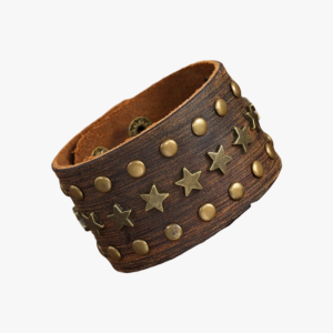 Men's Braided Leather Cuff Bracelet with Star