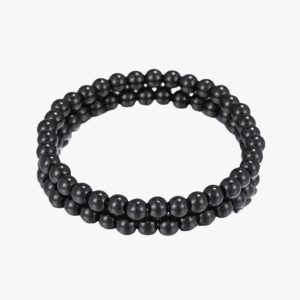 Men's Double-Row Black Bead Bracelet