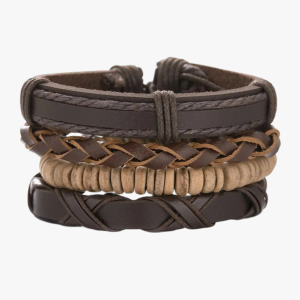 Men's Braided Leather Bracelet in Brown